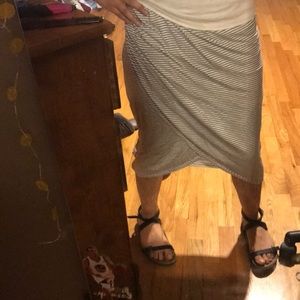 Long Skirt Soft Horizontal Black Stripes